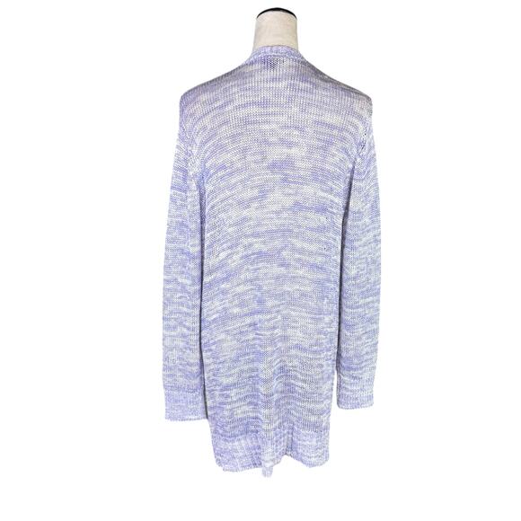 Worth Women's Lavender and White Open Front Knit Cardigan with Front Pockets - Picture 6 of 12